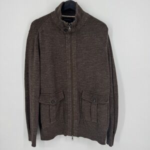 Banana Republic Mens Brown Speckled Knit Full Zip Cardigan Sweater XL
